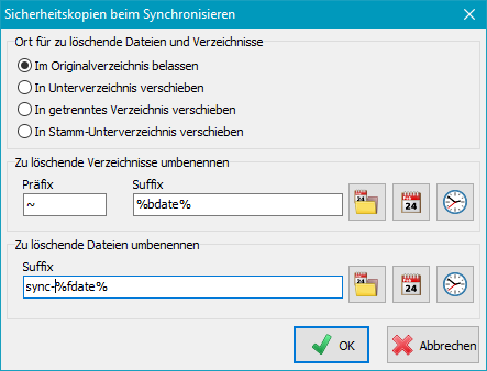 Sicherheitskopien im gleichen Verzeichnis