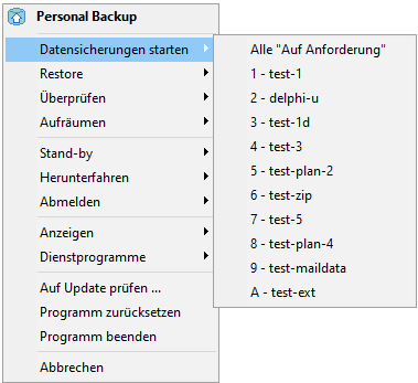 Datensicherung starten
