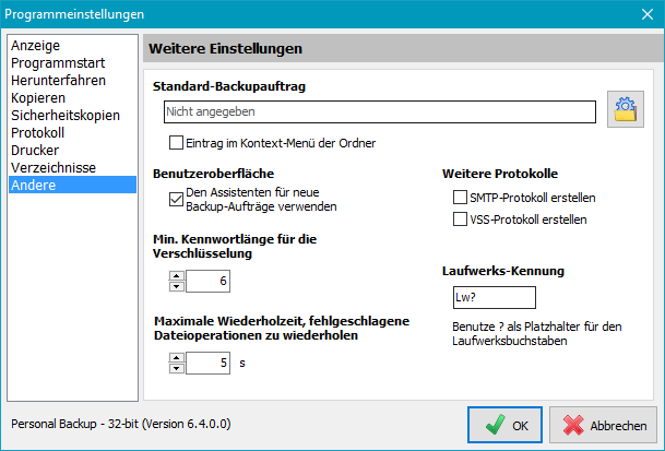 Weitere Einstellungen