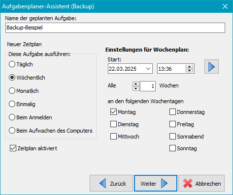 Zeitplan bearbeiten