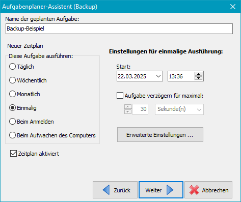 Zeitplan bearbeiten