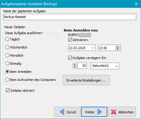 Zeitplan bearbeiten