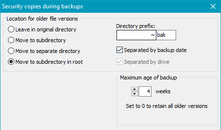 Security copies in root directory