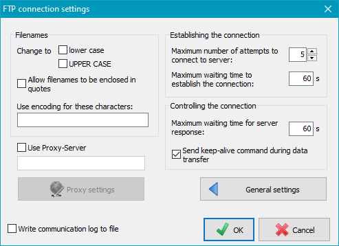 FTP settings